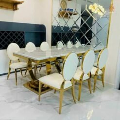 Kinh nghiệm chọn bàn ăn cao cấp mạ PVD mặt đá ceramic nhập khẩu ghế louis