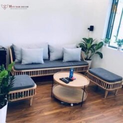 Bộ sopha gỗ sồi cafe KBH giá xưởng Cần Thơ