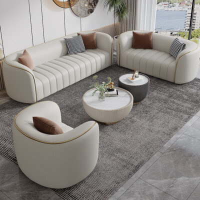 Bộ sofa băng da thật hiện đại
