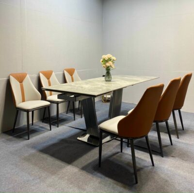 Bàn ăn chân U kết hợp ghế spot