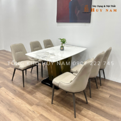 BỘ BÀN ĂN CHÂN V CAO CẤP, 6 GHẾ NEWLIAM