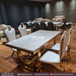 BỘ BÀN ĂN DOUBLE O, 4 GHẾ QUEENS MẠ VÀNG PVD