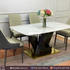 BỘ BÀN ĂN CAO CẤP MẶT ĐÁ CERAMIC, 4 GHẾ SPINE
