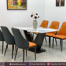BỘ BÀN ĂN CHÂN V, ĐÁ LUX, 6 GHẾ DORIS - Ảnh 3