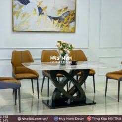 BỘ BÀN ĂN NHẬP KHẨU CAO CẤP, MẶT ĐÁ BẠCH NGỌC, CHÂN BƯỚM