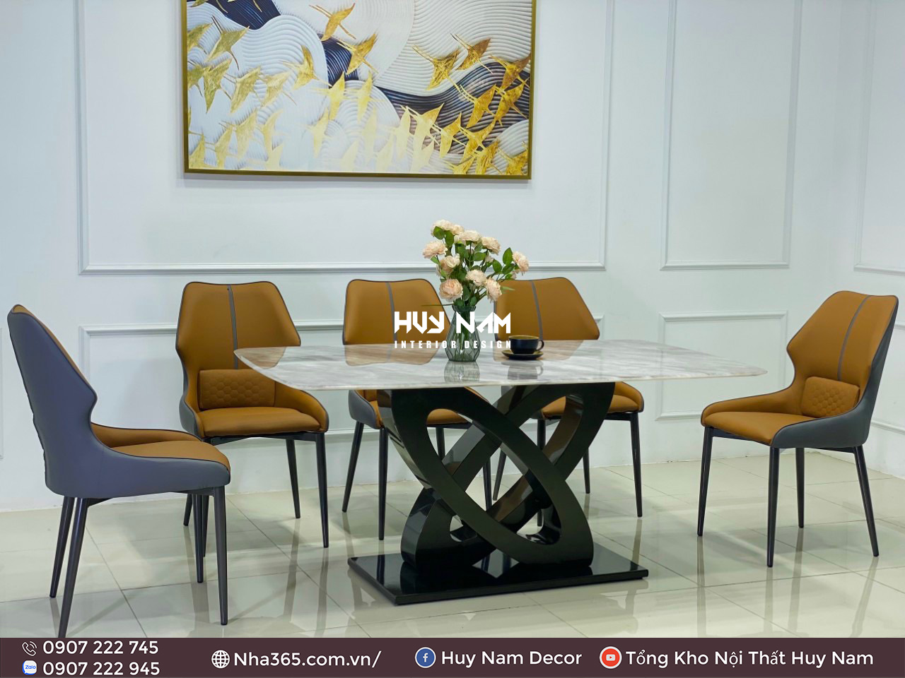 BỘ BÀN ĂN NHẬP KHẨU CAO CẤP, MẶT ĐÁ BẠCH NGỌC, CHÂN BƯỚM