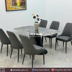 BỘ BÀN ĂN ĐÁ LUX ĐEN, 6 GHẾ MONET VIP