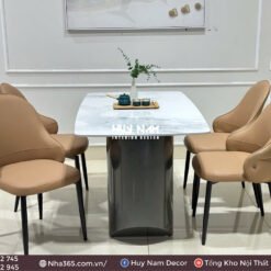 BỘ BÀN ĂN ĐỐI XỨNG, ĐÁ CERAMIC, 4 GHẾ VIAN