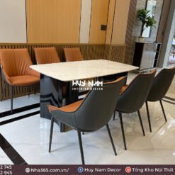 BÀN ĂN ĐỐI XỨNG, ĐÁ LUX, 6 GHẾ PUN - Ảnh 3