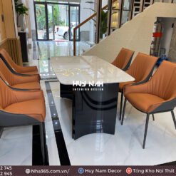BÀN ĂN ĐỐI XỨNG, ĐÁ LUX, 6 GHẾ PUN