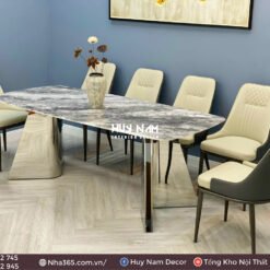BÀN ĂN ĐỐI XỨNG, ĐÁ BẠCH NGỌC, 6 GHẾ NEWLIAM