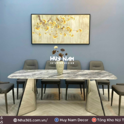 BÀN ĂN ĐỐI XỨNG, ĐÁ BẠCH NGỌC, 6 GHẾ NEWLIAM - Ảnh 3