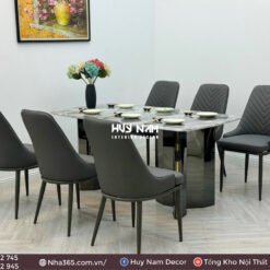 BÀN ĂN ĐỐI XỨNG, ĐÁ BẠCH NGỌC, 6 GHẾ SPINE - Ảnh 3