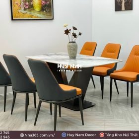 BỘ BÀN ĂN CHÂN V, ĐÁ LUX, 6 GHẾ NEWLIAM - Ảnh 3