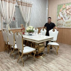 BÀN ĂN AUDI PVD, 6 GHẾ QUEENS