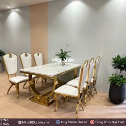 BÀN ĂN DOUBLE O PVD, 6 GHẾ QUEENS