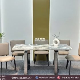 BÀN ĂN ĐÁ TINH THỂ, CHÂN C12, 6 GHẾ C76 - Ảnh 3