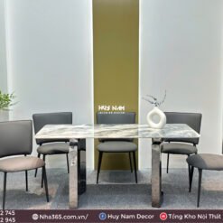 BÀN ĂN ĐÁ TINH THỂ, CHÂN C12, 6 GHẾ C76