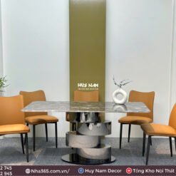 BÀN ĂN ĐÁ TINH THỂ, CHÂN 4T, 6 GHẾ DANTE - Ảnh 3