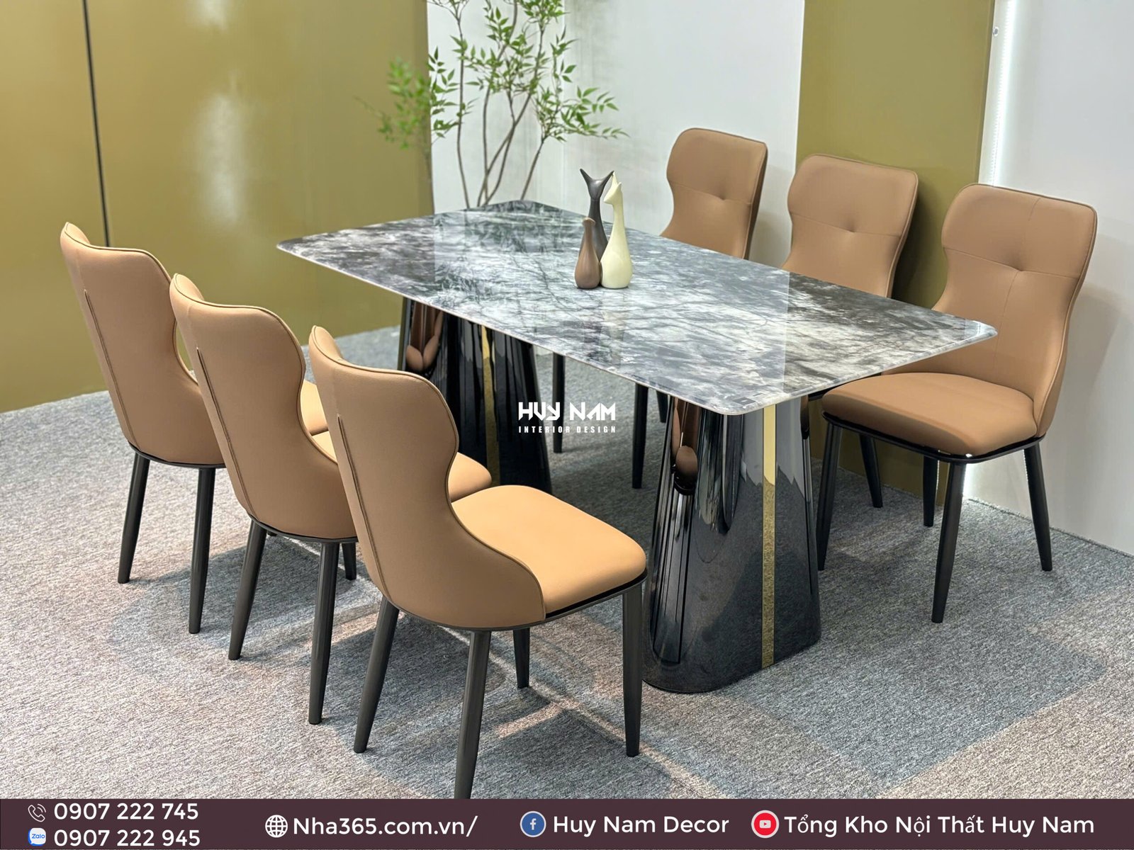 BÀN ĂN ĐÁ TINH THỂ, CHÂN ĐỐI D6, 6 GHẾ C120 - Ảnh 2