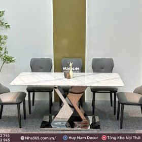 BÀN ĂN ĐÁ TINH THỂ, CHÂN C24, 6 GHẾ C120 - Ảnh 3