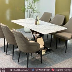 BÀN ĂN ĐÁ TINH THỂ, CHÂN C24, 6 GHẾ C55