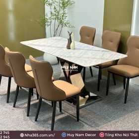 BÀN ĂN ĐÁ TINH THỂ, CHÂN C24, 6 GHẾ C120 - Ảnh 4