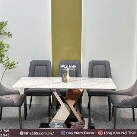 BÀN ĂN ĐÁ TINH THỂ, CHÂN C24, 6 GHẾ C119 - Ảnh 4