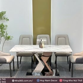 BÀN ĂN ĐÁ TINH THỂ, CHÂN C24, 6 GHẾ C119 - Ảnh 5