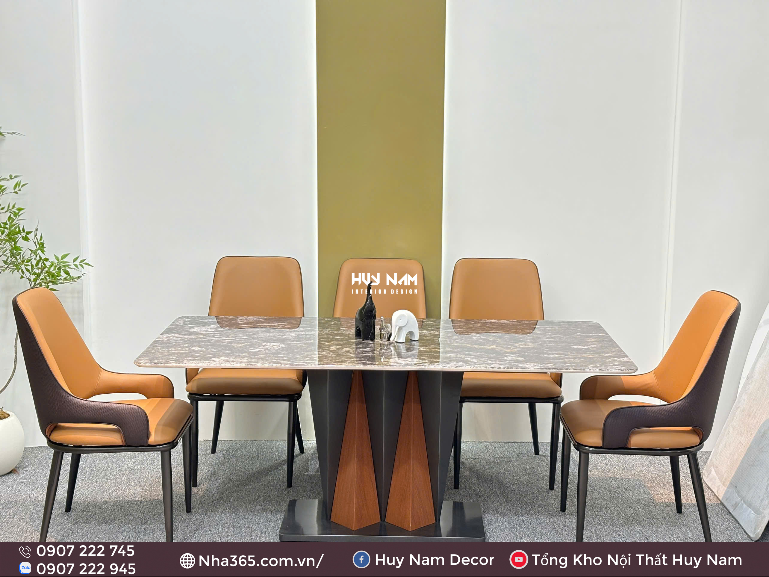 BÀN ĂN ĐÁ TINH THỂ, CHÂN CABON, 6 GHẾ C118