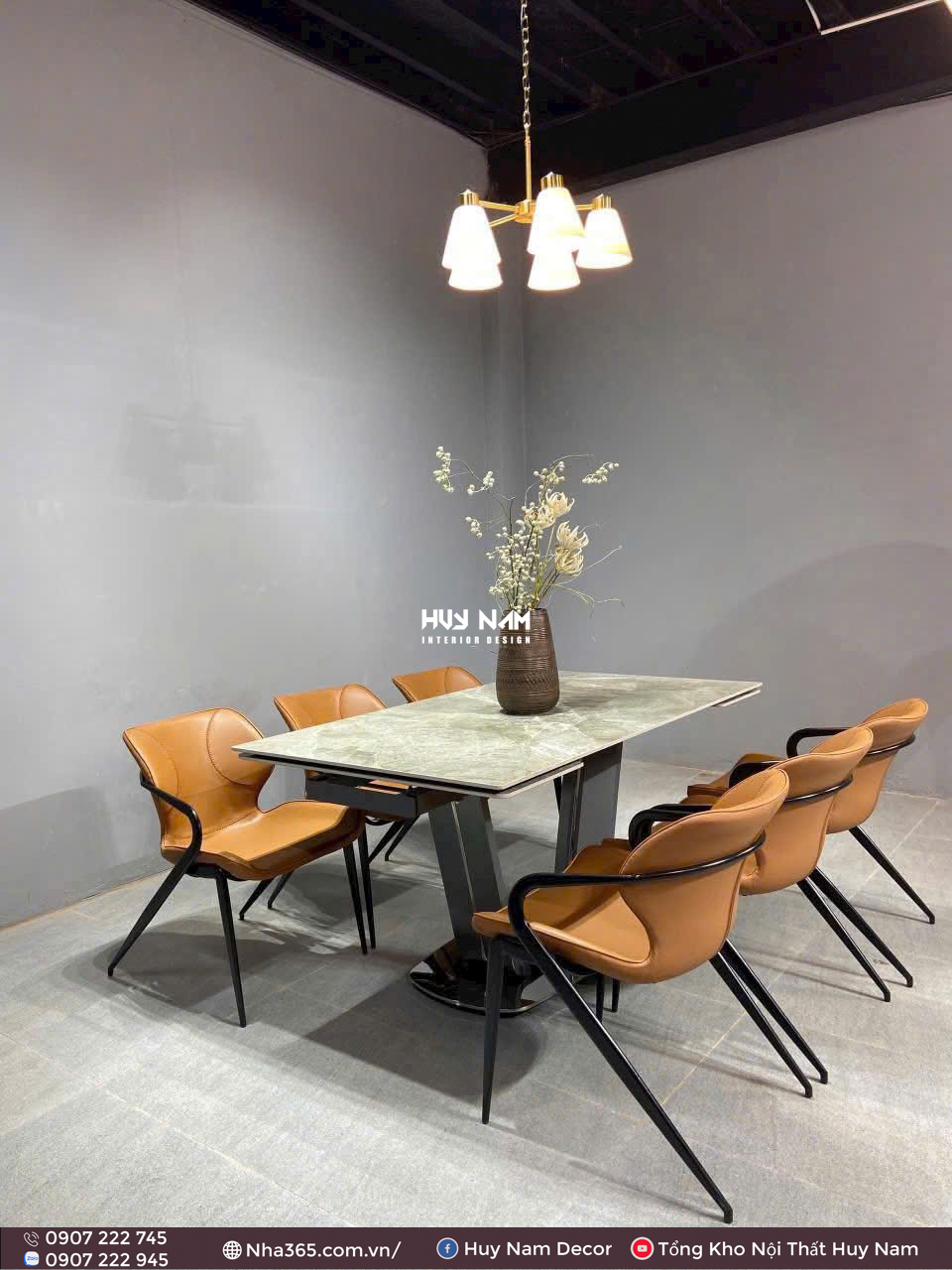 BÀN ĂN THÔNG MINH CHÂN U 2M3, 6 GHẾ LEO TITAN