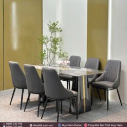 BÀN ĂN TINH THỂ 1M6, CHÂN D6, 6 GHẾ MONET VIP