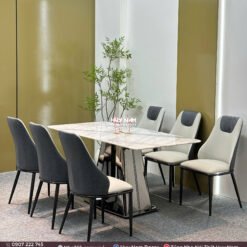 BÀN ĂN TINH THỂ 1M6, CHÂN 2T, 6 GHẾ SPOT