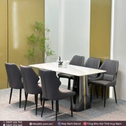 BÀN ĂN TINH THỂ 1M6, CHÂN D6, 6 GHẾ VENO - Ảnh 2