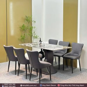 BÀN ĂN TINH THỂ 1M6, CHÂN C27, 6 GHẾ ROYAL