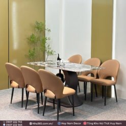 BÀN ĂN TINH THỂ 1M6, CHÂN C27, 6 GHẾ PONI