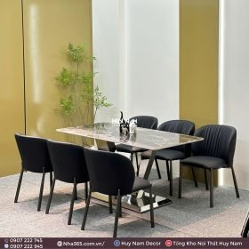 BÀN ĂN TINH THỂ 1M6, CHÂN W, 6 GHẾ C39 - Ảnh 3