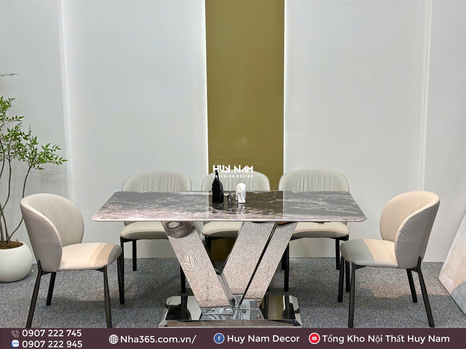 BÀN ĂN TINH THỂ 1M6, CHÂN W, 6 GHẾ C39 - Ảnh 2