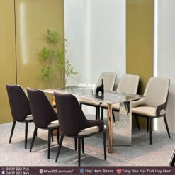 BÀN ĂN TINH THỂ 1M6, CHÂN D7, 6 GHẾ C118 - Ảnh 2