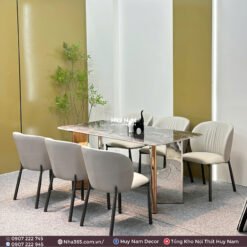 BÀN ĂN TINH THỂ 1M6, CHÂN D7, 6 GHẾ C39 - Ảnh 2