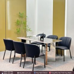 BÀN ĂN TINH THỂ 1M6, CHÂN D7, 6 GHẾ C39
