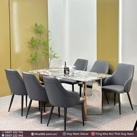 BÀN ĂN TINH THỂ 1M6, CHÂN D7, 6 GHẾ C55 - Ảnh 4