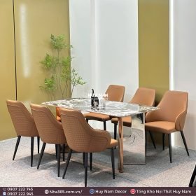 BÀN ĂN TINH THỂ 1M6, CHÂN D7, 6 GHẾ C55 - Ảnh 3