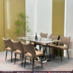 BÀN ĂN TINH THỂ 1M6, CHÂN W, 6 GHẾ C98 - Ảnh 3