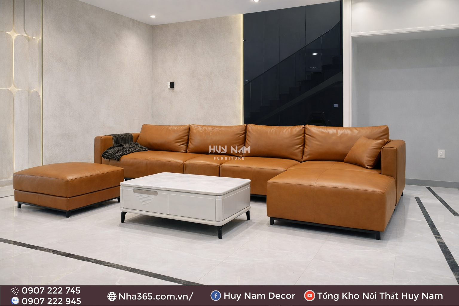 Sofa Hiện Đại SF-2058 Cao Cấp | Sofa Da Nappa Chống Cào, Xoá Mực
