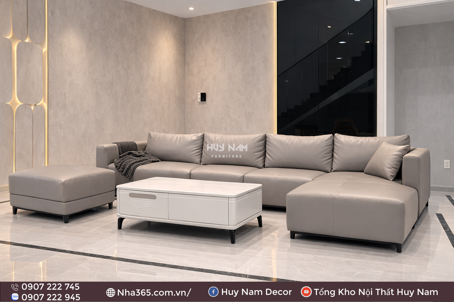 Sofa Hiện Đại SF-2058 Cao Cấp | Sofa Da Nappa Chống Cào, Xoá Mực