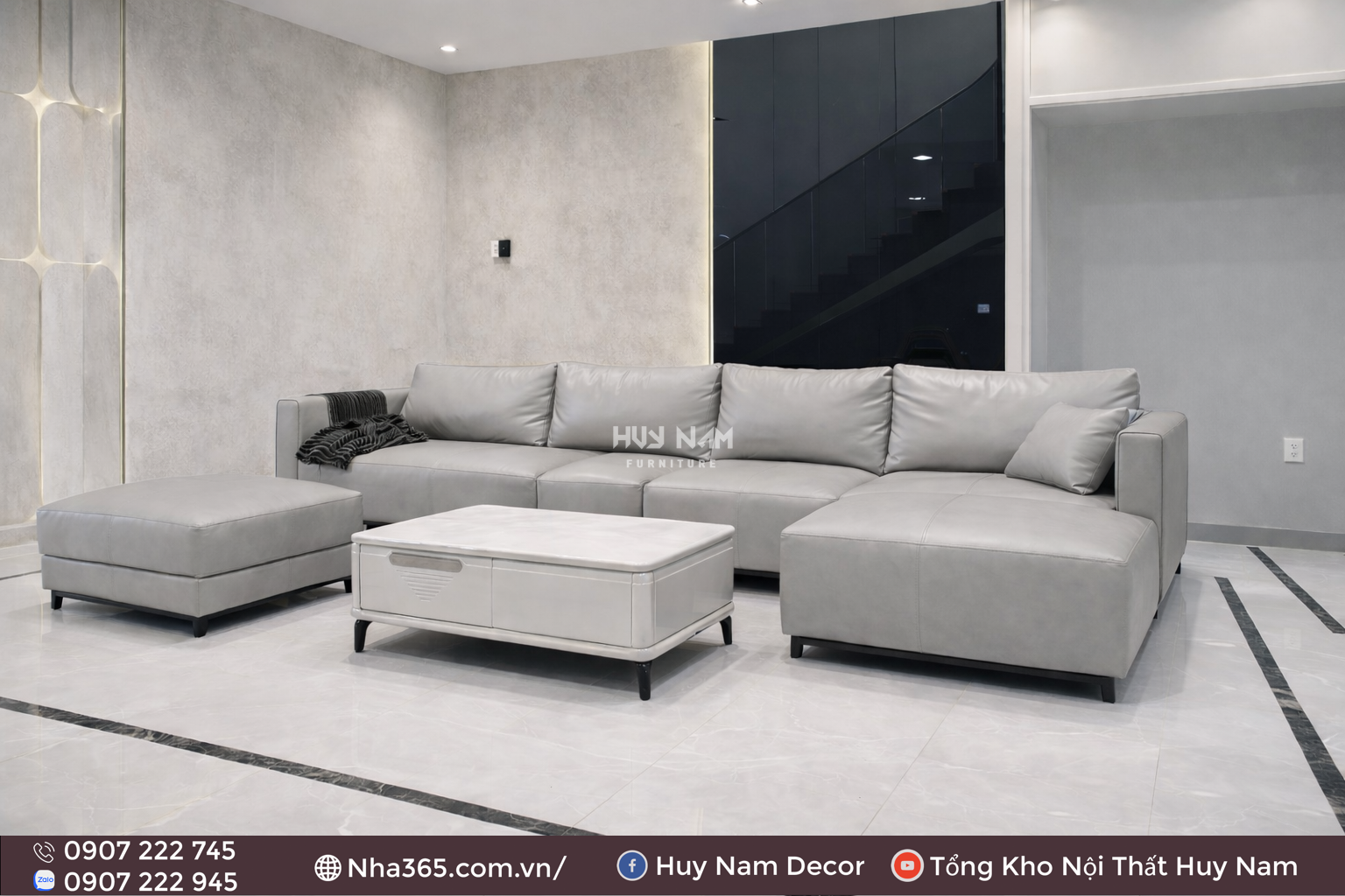 Sofa Hiện Đại SF-2058 Cao Cấp | Sofa Da Nappa Chống Cào, Xoá Mực