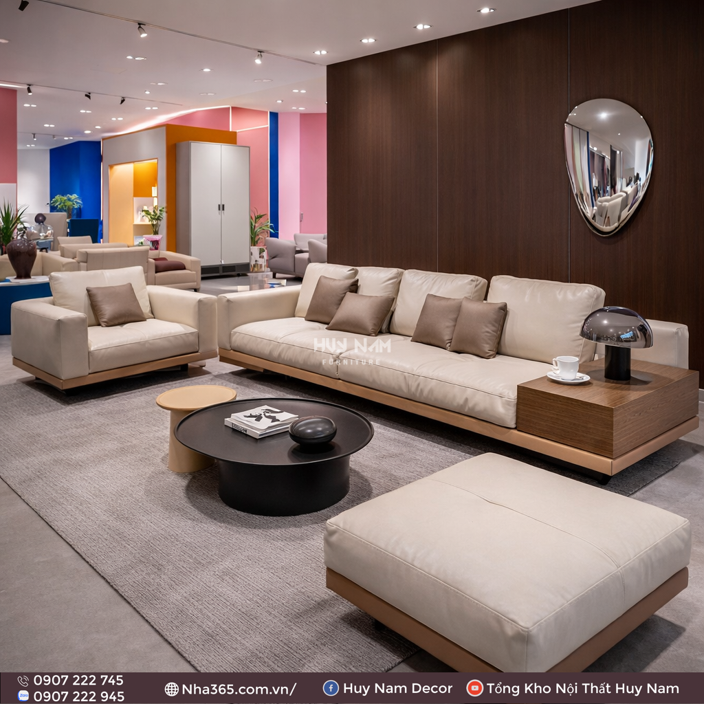 Sofa Hiện Đại SF-2069 Cao Cấp | Sofa Da Nappa Chống Cào, Xoá Mực
