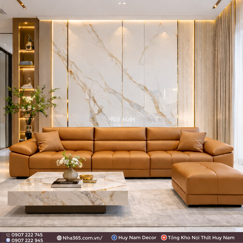 Sofa Hiện Đại SF-2072 Cao Cấp | Sofa Da Nappa Chống Cào, Xoá Mực