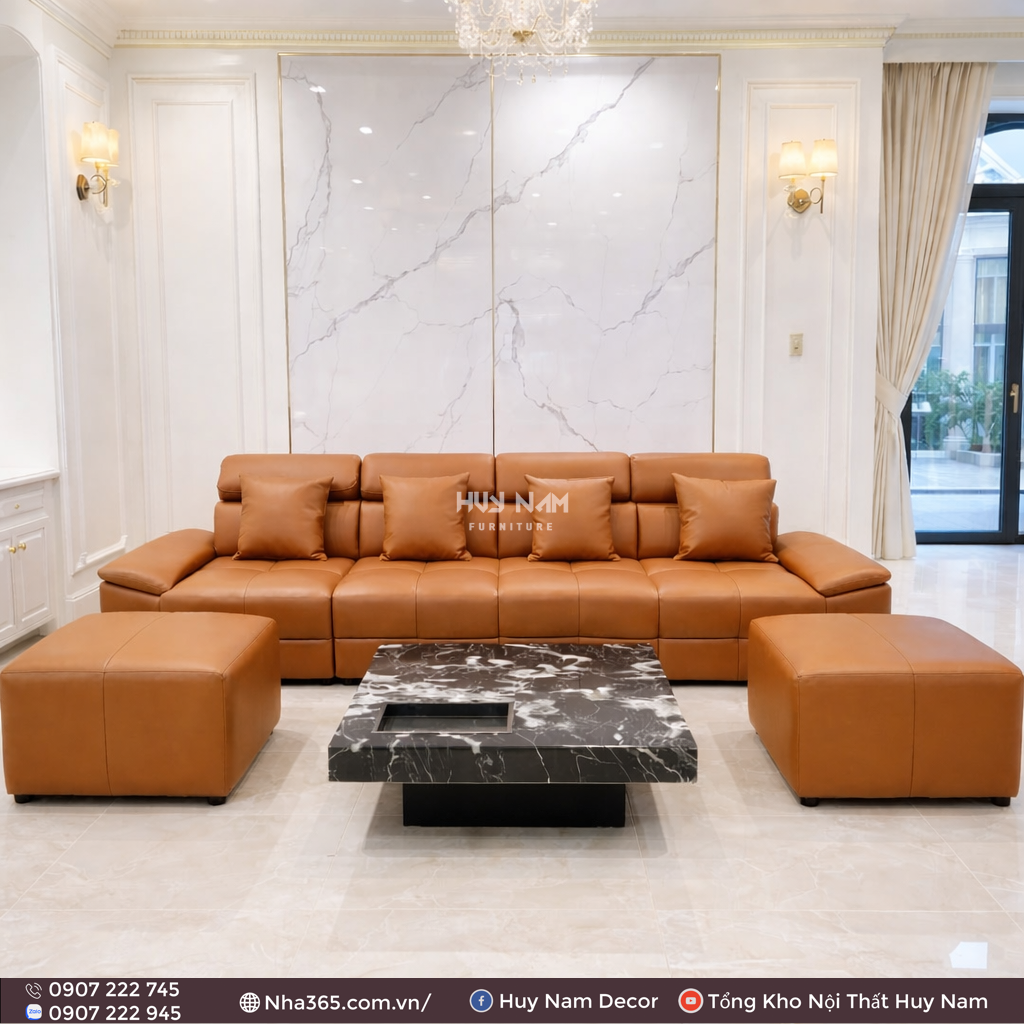 Sofa Hiện Đại SF-2073 Cao Cấp | Sofa Da Nappa Chống Cào, Xoá Mực